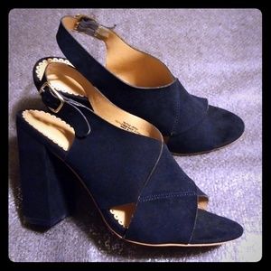 Navy blue chunk heels